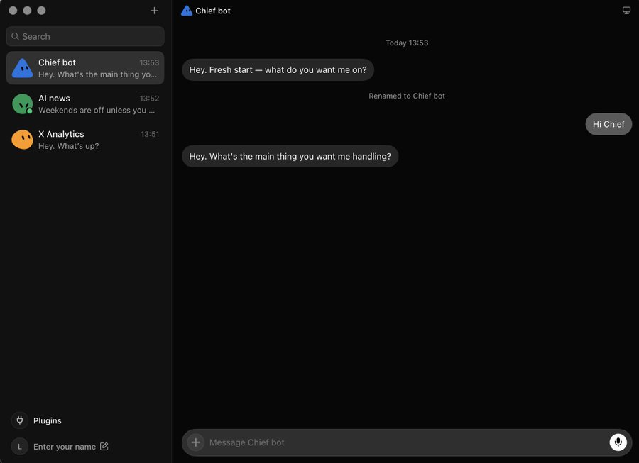 Giao diện chat của Chief bot trong ứng dụng Grok Bot