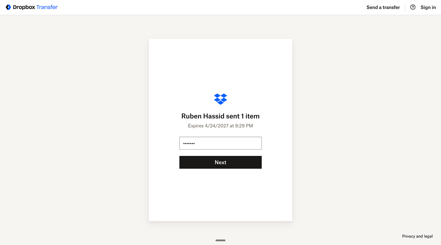 Trang Dropbox yêu cầu nhập mật khẩu để tải file anti-ai-writing-style.md.